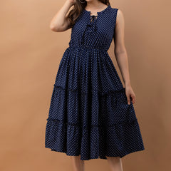 Women's Polka Print Fit & Flare Dress