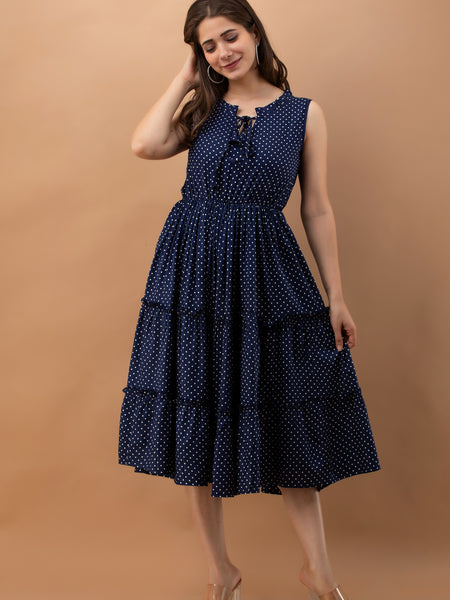 Women's Polka Print Fit & Flare Dress