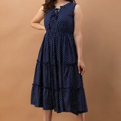 Women's Polka Print Fit & Flare Dress