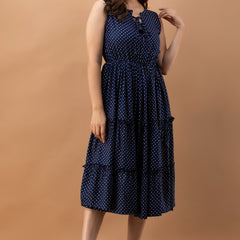 Women's Polka Print Fit & Flare Dress