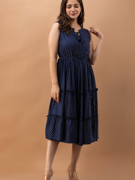 Women's Polka Print Fit & Flare Dress