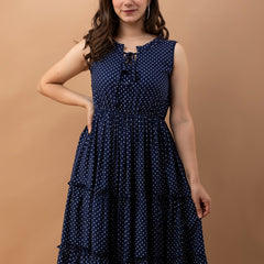 Women's Polka Print Fit & Flare Dress