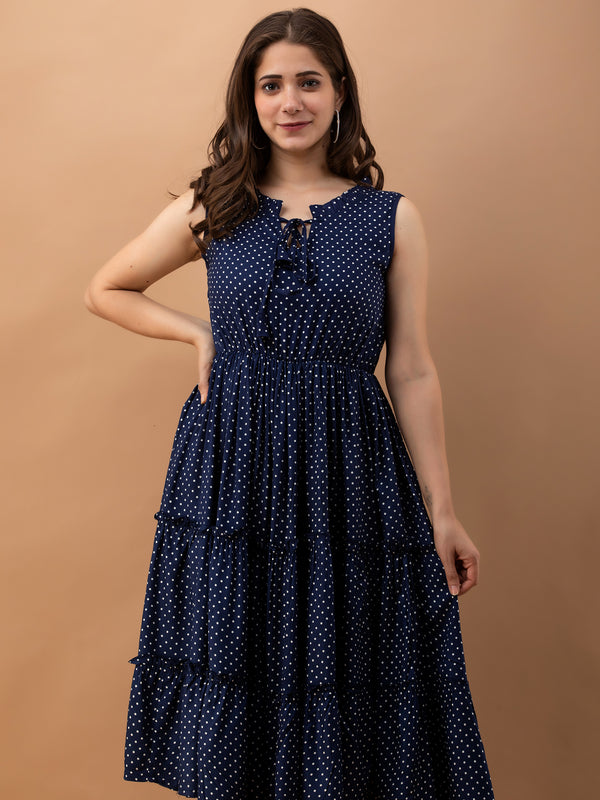 Women's Polka Print Fit & Flare Dress