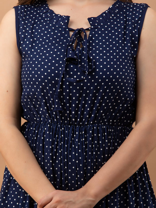 Women's Polka Print Fit & Flare Dress