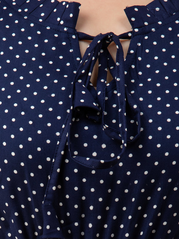 Women's Polka Print Fit & Flare Dress