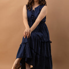 Women's Polka Print Fit & Flare Dress