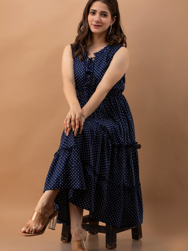 Women's Polka Print Fit & Flare Dress