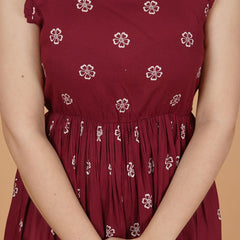 Women's Floral Print Fit & Flare Dress