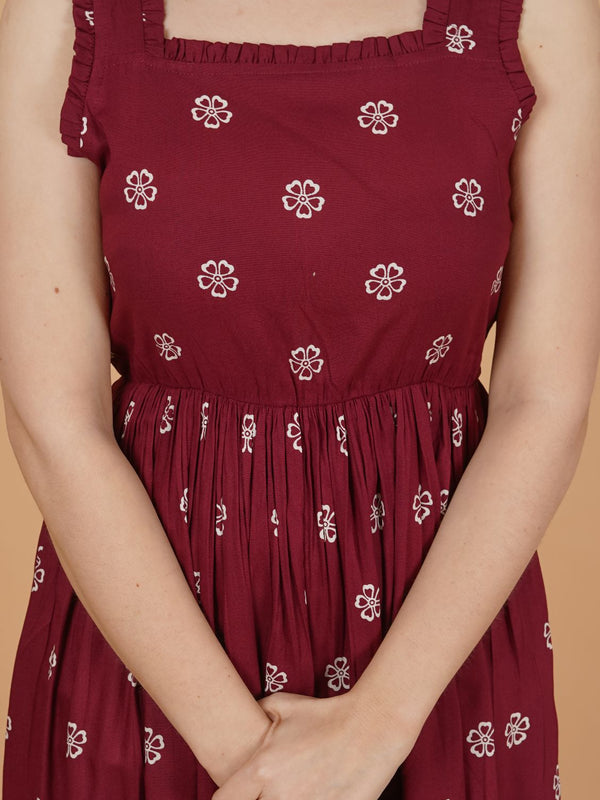 Women's Floral Print Fit & Flare Dress