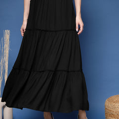 Women's Solid Tiered Skirt