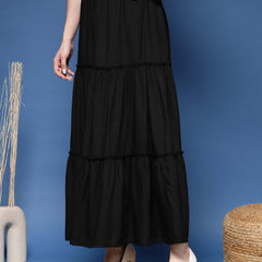 Women's Solid Tiered Skirt