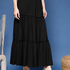 Women's Solid Tiered Skirt