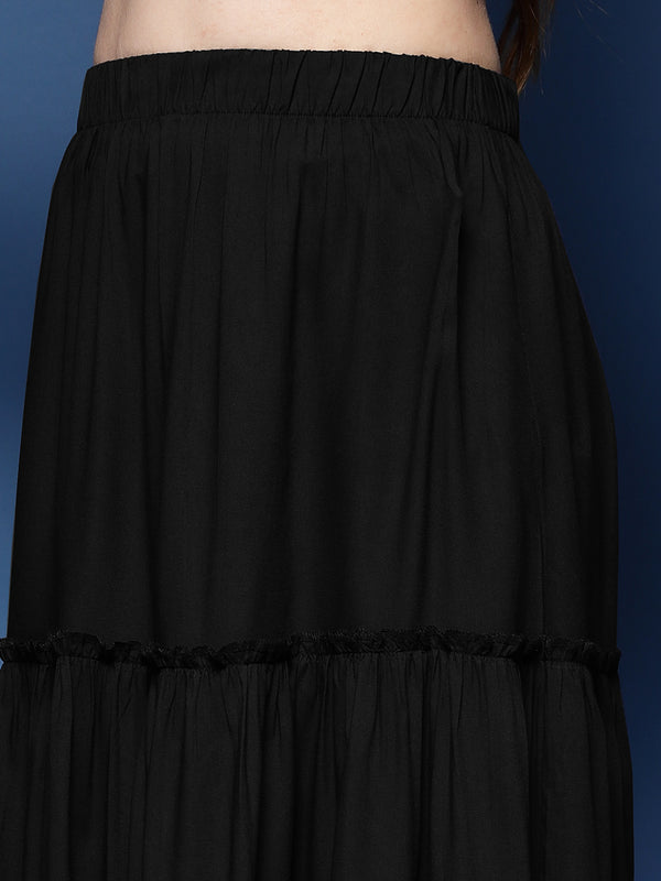 Women's Solid Tiered Skirt