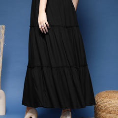Women's Solid Tiered Skirt