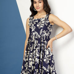Women's Floral Print Fit & Flare Dress