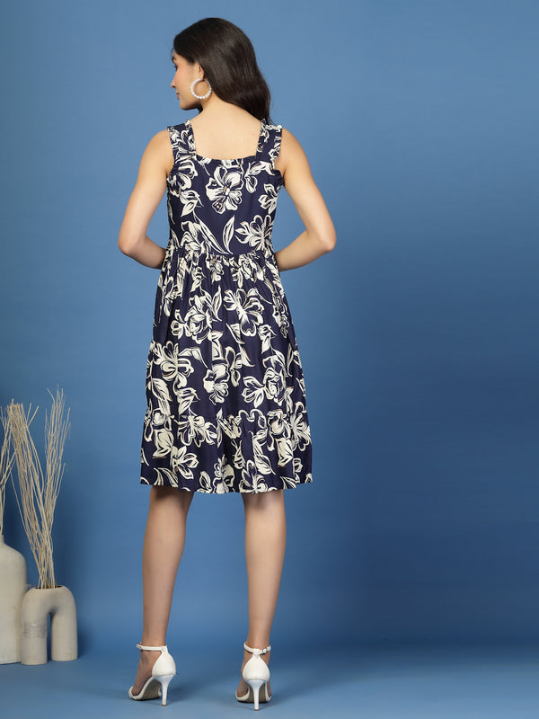 Women's Floral Print Fit & Flare Dress