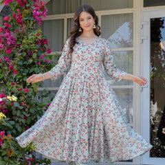 Women's Rayon Flared Kurta & Pants with Dupatta Set