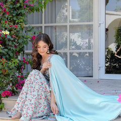 Women's Rayon Flared Kurta & Pants with Dupatta Set