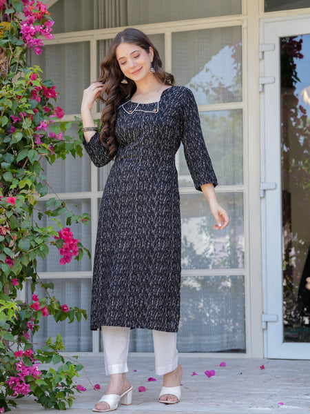 Women's Printed Straight Rayon Kurta