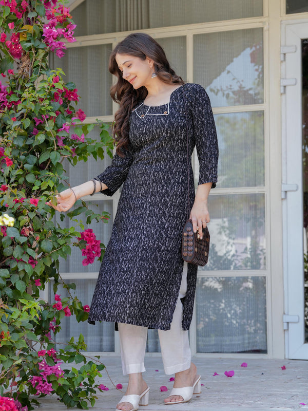 Women's Printed Straight Rayon Kurta