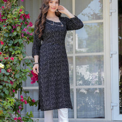 Women's Printed Straight Rayon Kurta