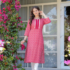 Women's Printed Straight Cotton Kurta