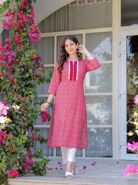 Women's Printed Straight Cotton Kurta