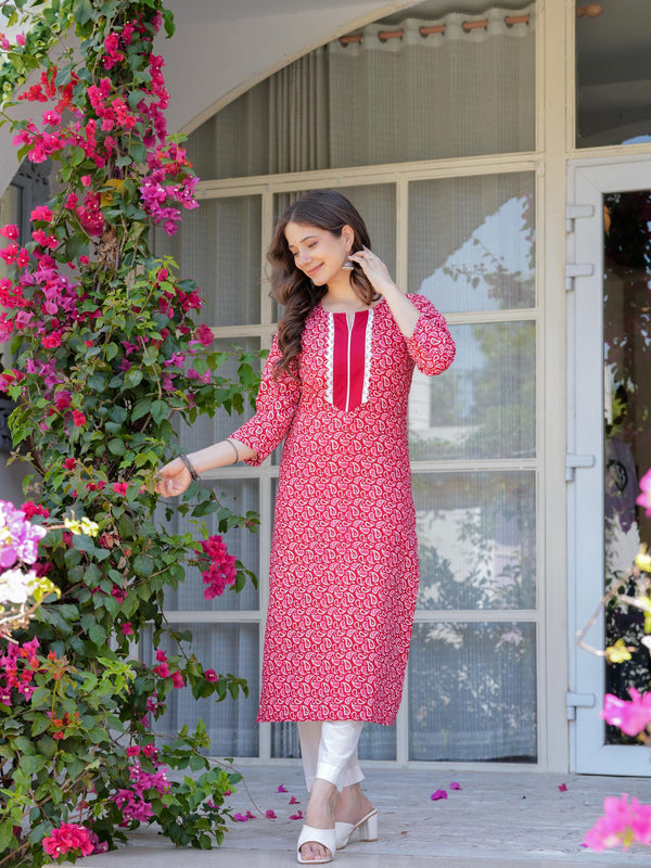 Women's Printed Straight Cotton Kurta