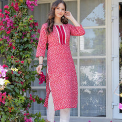Women's Printed Straight Cotton Kurta