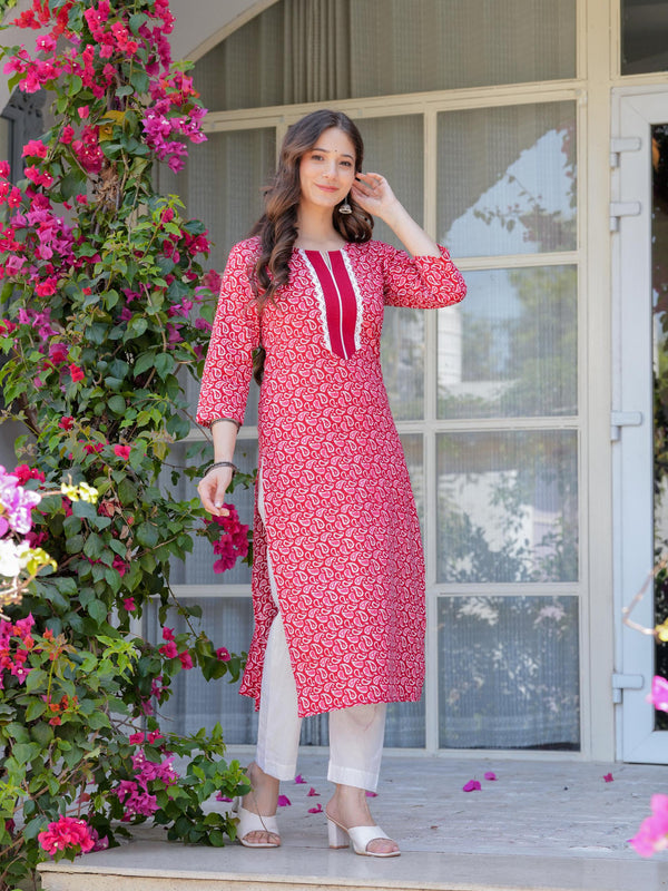 Women's Printed Straight Cotton Kurta