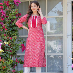 Women's Printed Straight Cotton Kurta