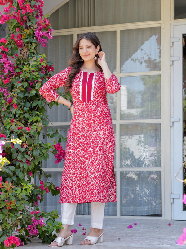 Women's Printed Straight Cotton Kurta