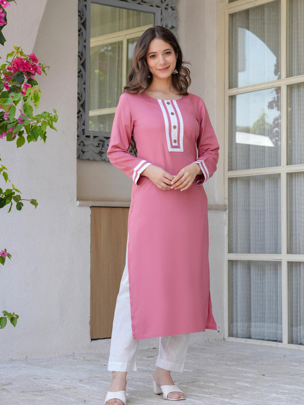 Women's  Stylish Straight Rayon Kurta