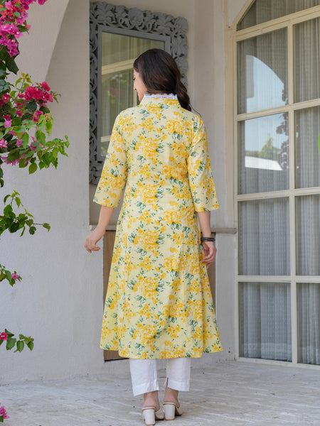Women's Printed Flared Cotton Kurta