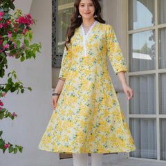 Women's Printed Flared Cotton Kurta