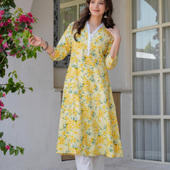 Women's Printed Flared Cotton Kurta