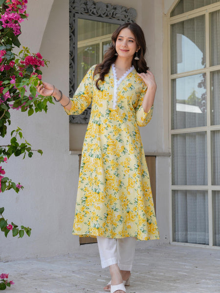 Women's Printed Flared Cotton Kurta