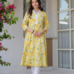 Women's Printed Flared Cotton Kurta