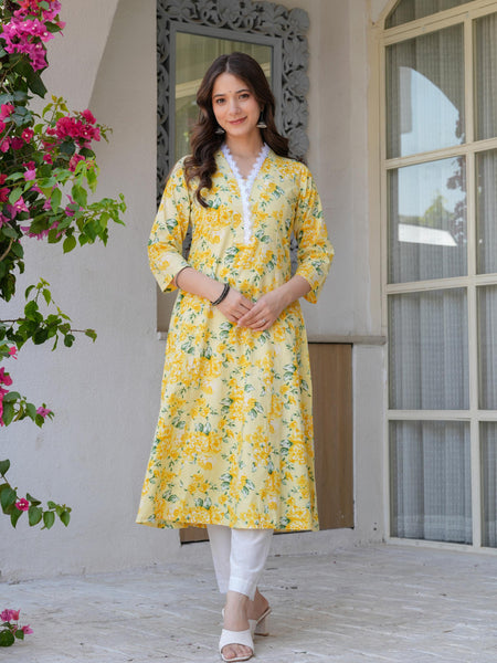 Women's Printed Flared Cotton Kurta