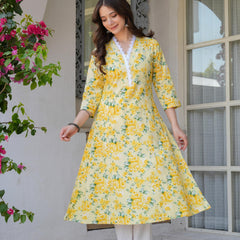 Women's Printed Flared Cotton Kurta