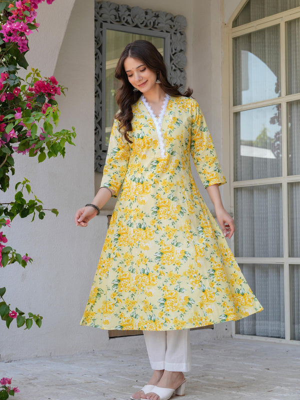 Women's Printed Flared Cotton Kurta