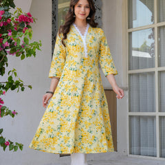 Women's Printed Flared Cotton Kurta