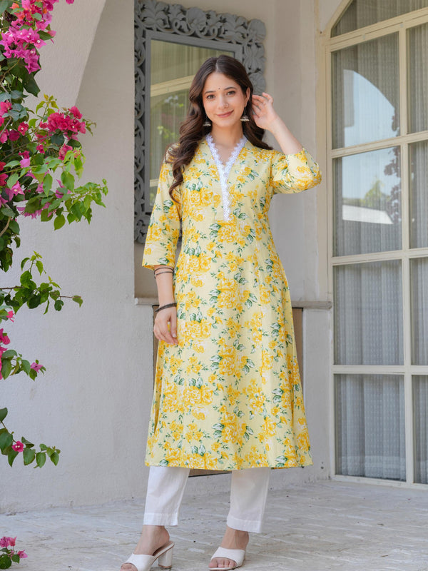 Women's Printed Flared Cotton Kurta