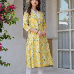 Women's Printed Flared Cotton Kurta