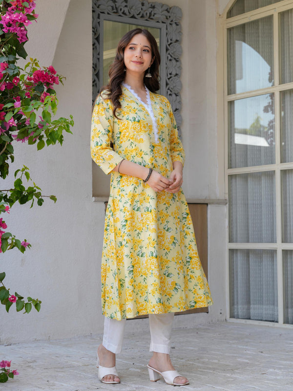 Women's Printed Flared Cotton Kurta