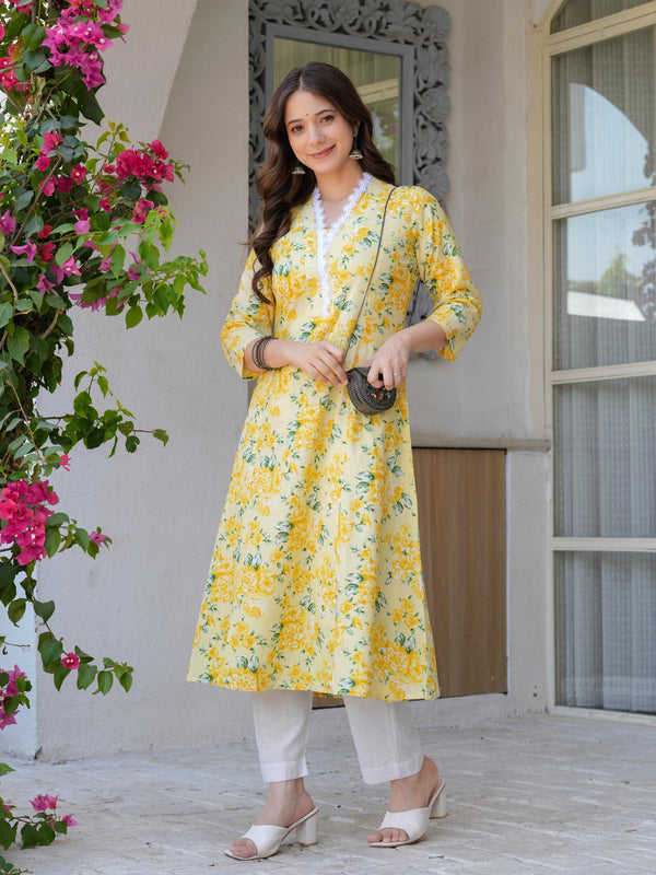 Women's Printed Flared Cotton Kurta