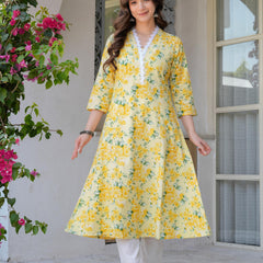Women's Printed Flared Cotton Kurta