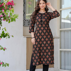 Women's Rayon Flared Kurta & Pants with Dupatta Set
