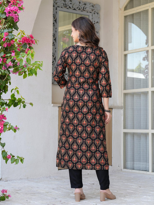 Women's Rayon Flared Kurta & Pants with Dupatta Set