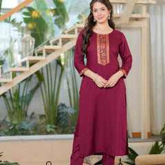 Women's Rayon Straight Kurta & Pants with Dupatta set